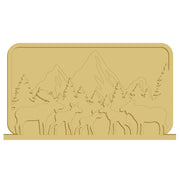 3D Rectangle MDF Cutout Moose Family Scene With Mountain Backdrop And Pine Trees - Unfinished For DIY