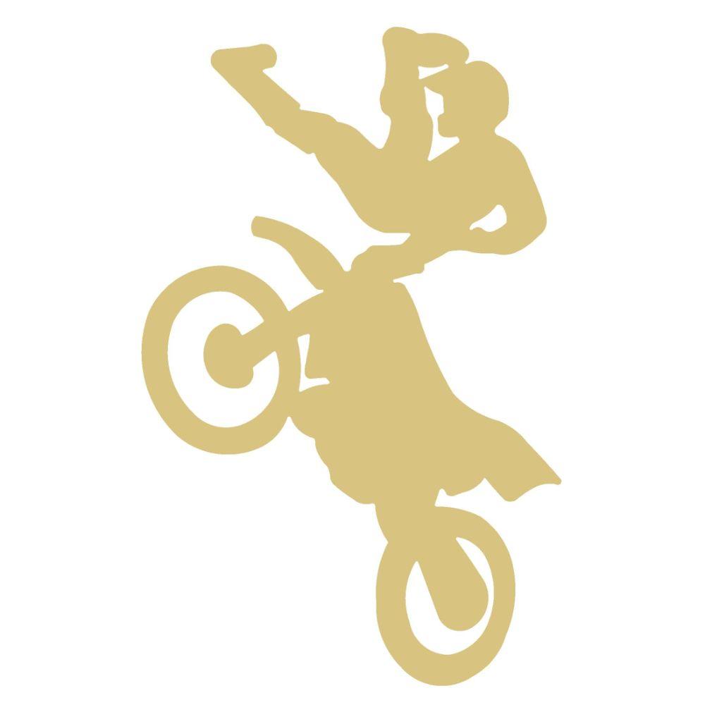 Basic Shape Dirt Bike MDF Cutout Rider Silhouette Style 6 - Unfinished For DIY