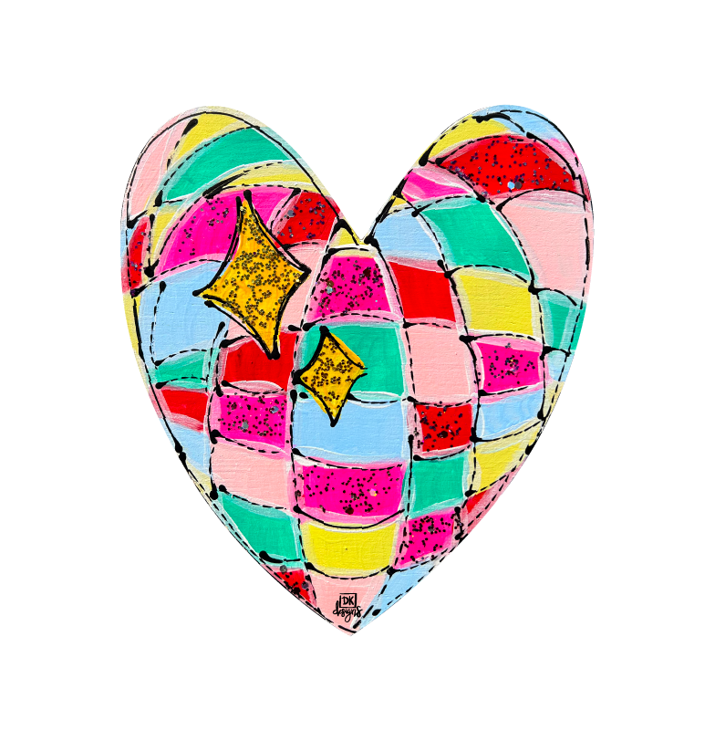 DK DESIGNS GEORGIA HEART WITH COLORFUL SQUARES