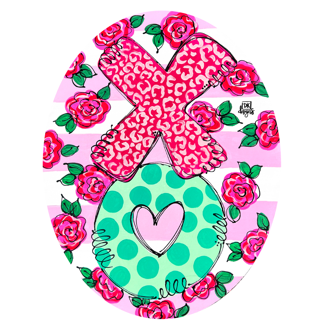DK DESIGNS GEORGIA X AND O OVAL WITH ROSES