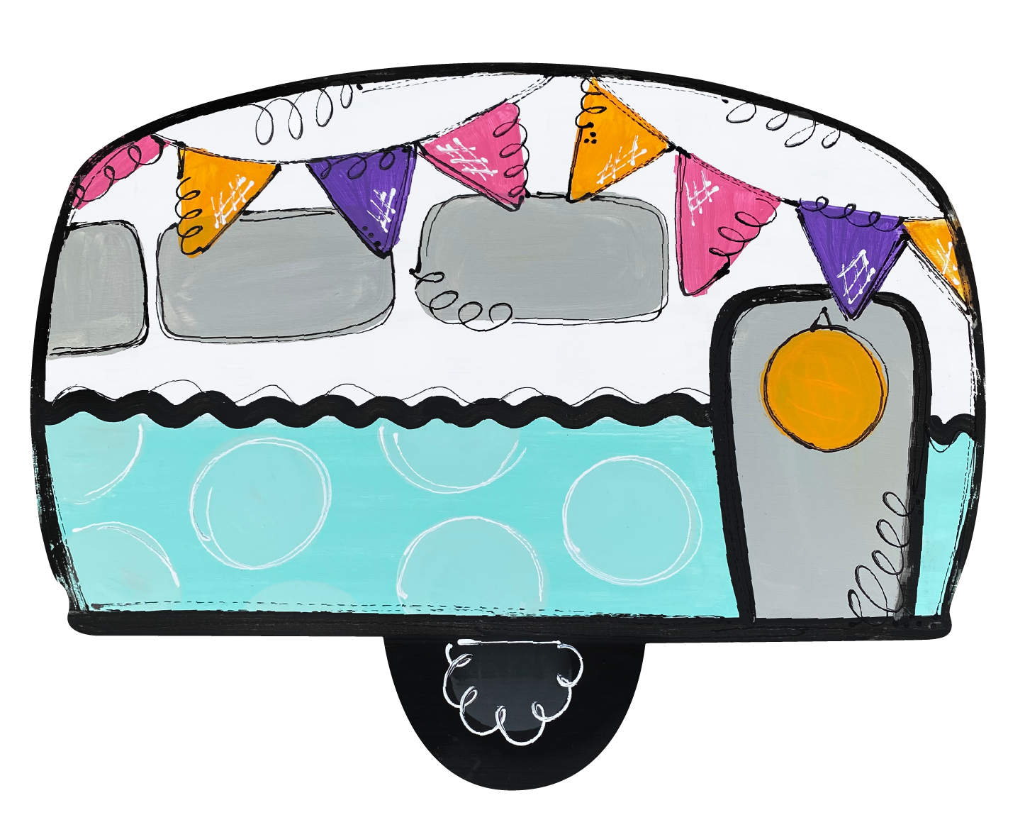 DK DESIGNS GEORGIA CAMPER WITH COLORED FLAG BANNER