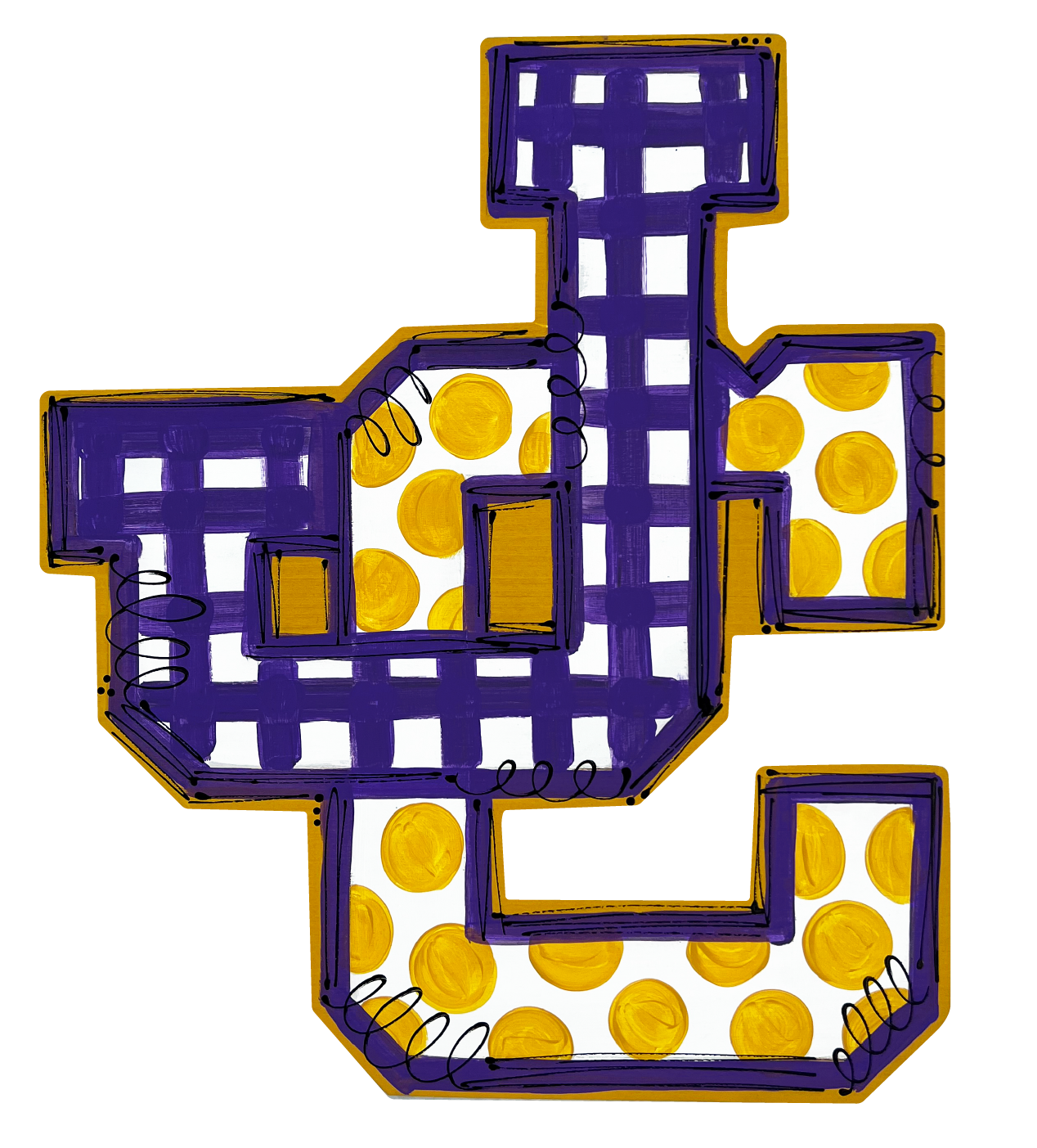 DK DESIGNS GEORGIA PURPLE AND YELLOW JC LETTERS