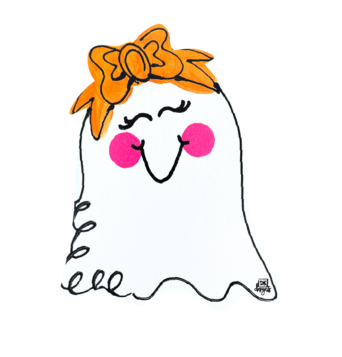 DK DESIGNS GEORGIA GHOST WITH ORANGE BOW