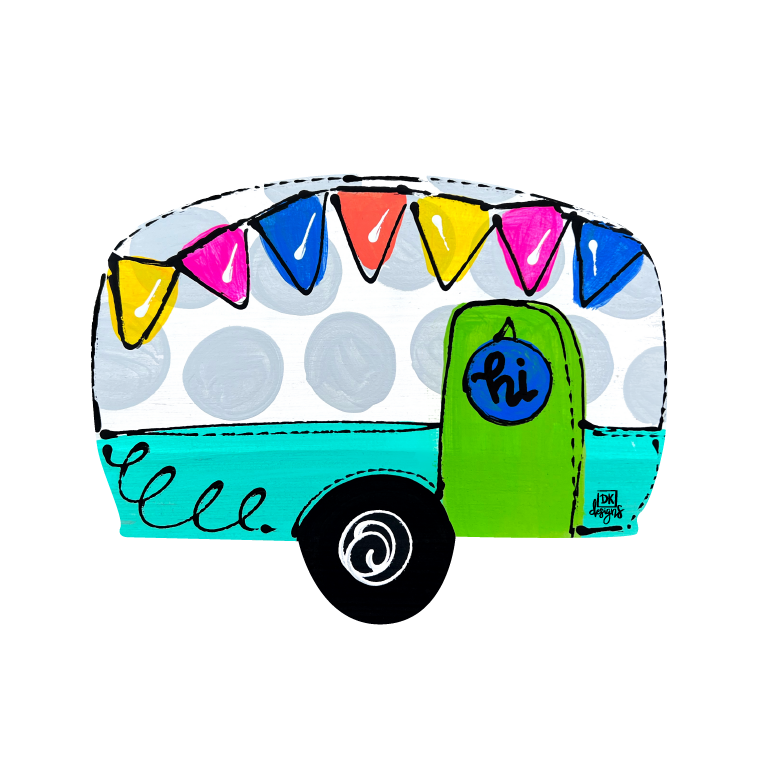 DK DESIGNS GEORGIA CAMPER WITH FLAGS