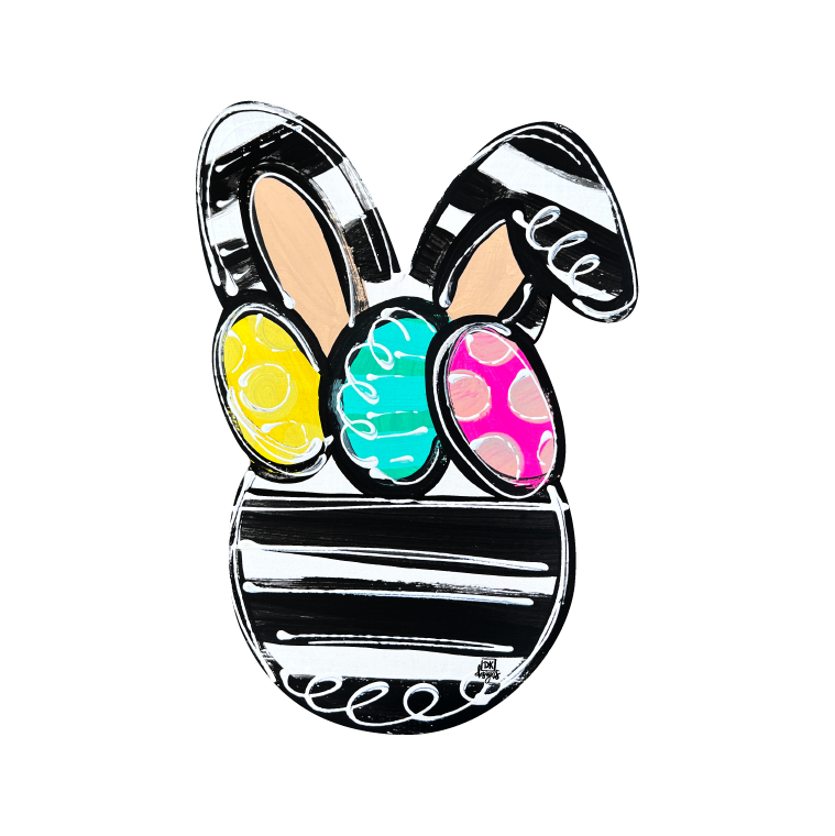 DK DESIGNS GEORGIA STRIPED BUNNY WITH 3 EGGS
