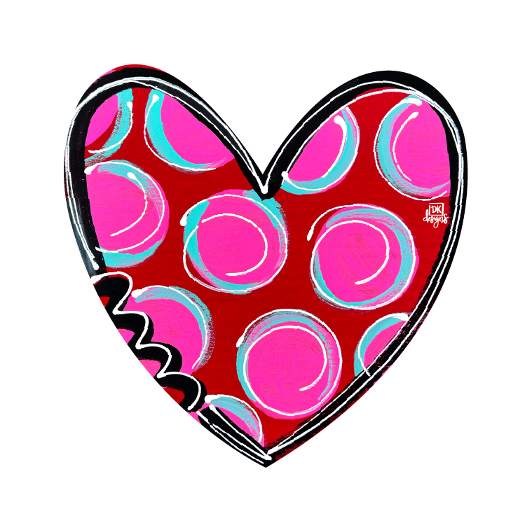DK DESIGNS GEORGIA HEART WITH COLORFUL DOTS