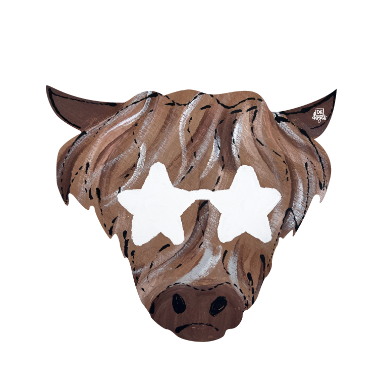 DK DESIGNS GEORGIA HIGHLANDER COW WITH STARY EYES