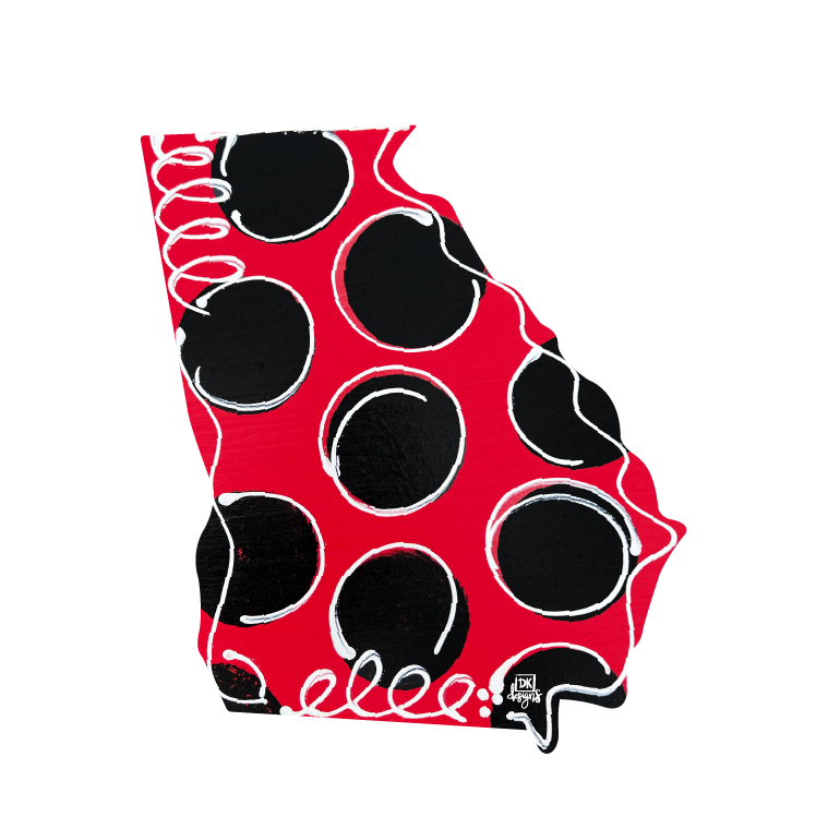 DK DESIGNS GEORGIA RED STATE WITH BLACK DOTS