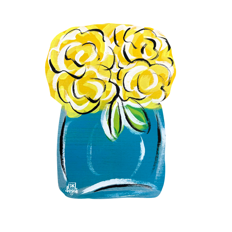 DK DESIGNS GEORGIA VASE WITH YELLOW FLOWERS
