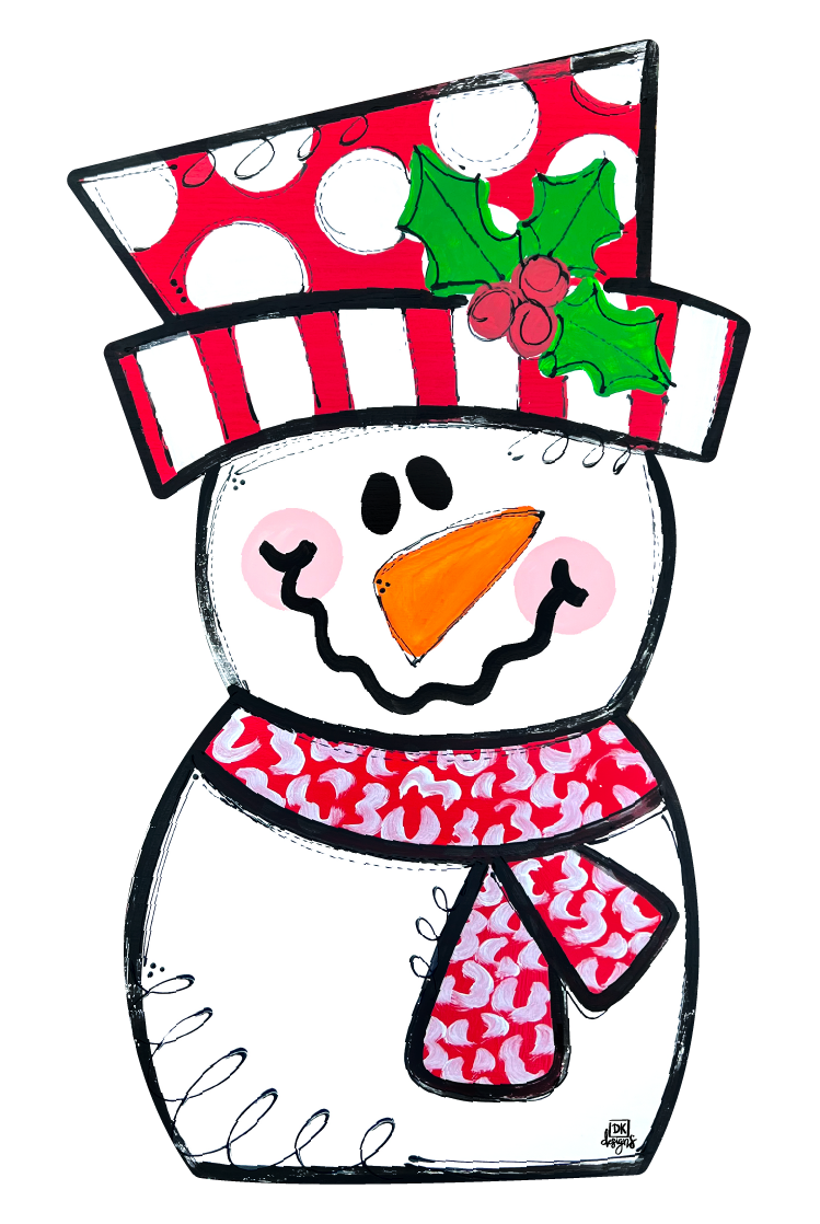 DK DESIGNS GEORGIA SNOWMAN WITH RED AND WHITE HAT