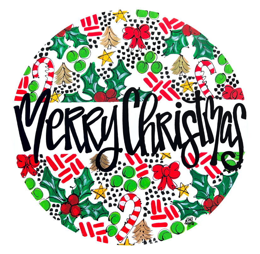 DK DESIGNS GEORGIA CIRCLE CHEERFUL MERRY CHRISTMAS