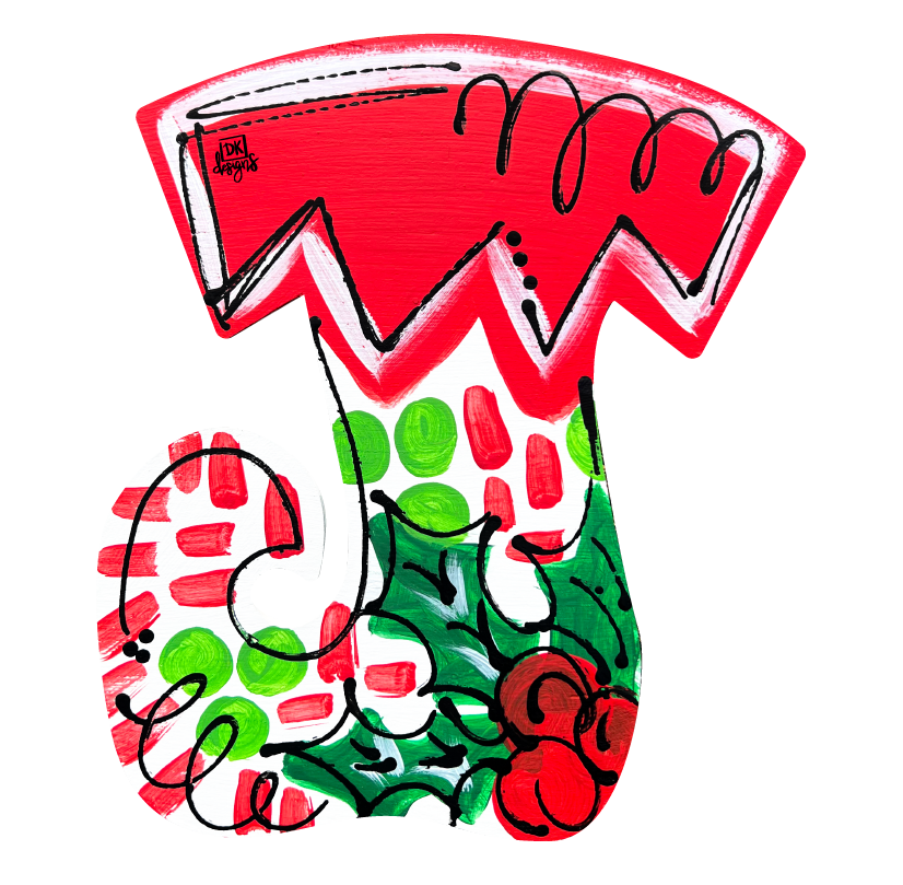 DK DESIGNS GEORGIA COLORFUL STOCKING WITH HOLLY