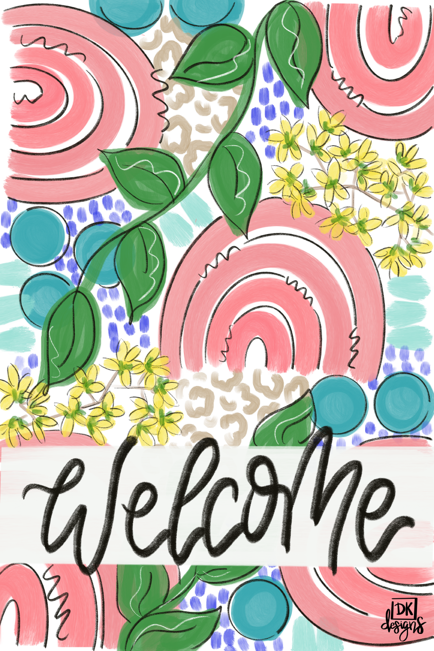 DK DESIGNS GEORGIA WELCOME FLAG WITH FLOWERS
