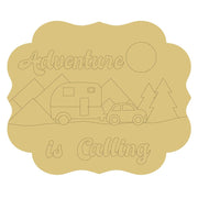 Design By Line Cloud MDF Cutout Adventure Is Calling RV Camper Scene - Unfinished For DIY