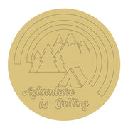 Design By Line Round MDF Cutout Adventure Is Calling - Unfinished For DIY