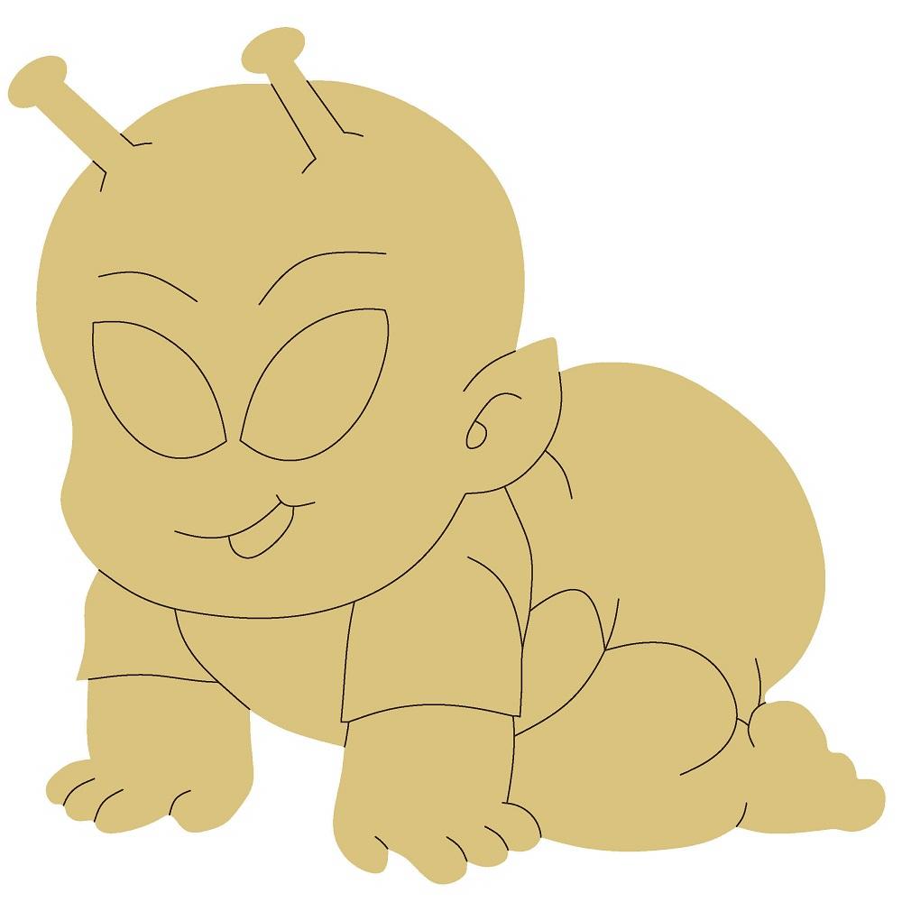 Design By Line Crawling Baby Alien MDF Cutout Silhouette - Unfinished For DIY