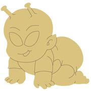 Design By Line Crawling Baby Alien MDF Cutout Silhouette - Unfinished For DIY