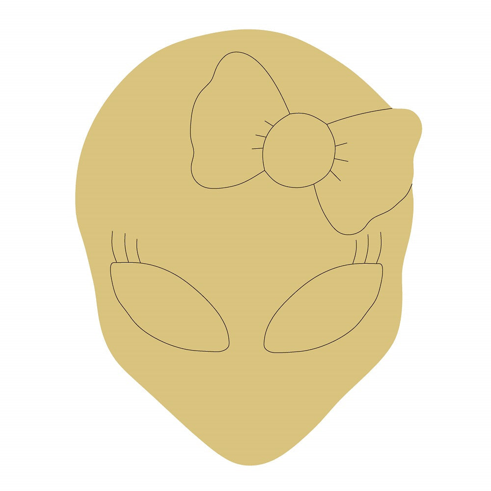 Design By Line Alien MDF Cutout With Bow Silhouette - Unfinished For DIY