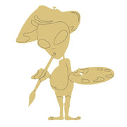 Design By Line Alien MDF Cutout Painter With Palette - Unfinished For DIY
