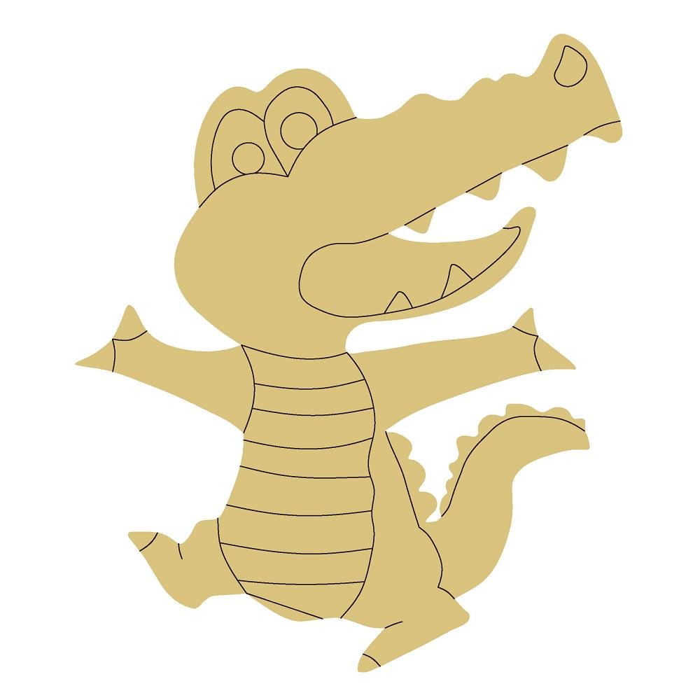 Design By Line Alligator MDF Cutout Whimsical Cartoon - Unfinished For DIY