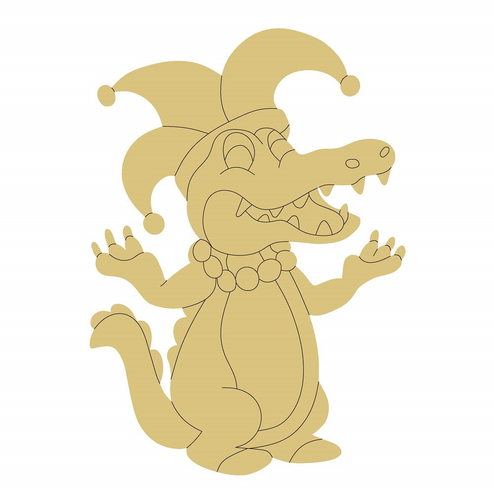 Design By Line Alligator MDF Cutout Mardi-Gras  - Unfinished For DIY