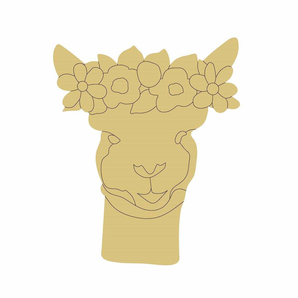 Design By Line Alpaca MDF Cutout Floral Crown - Unfinished For DIY