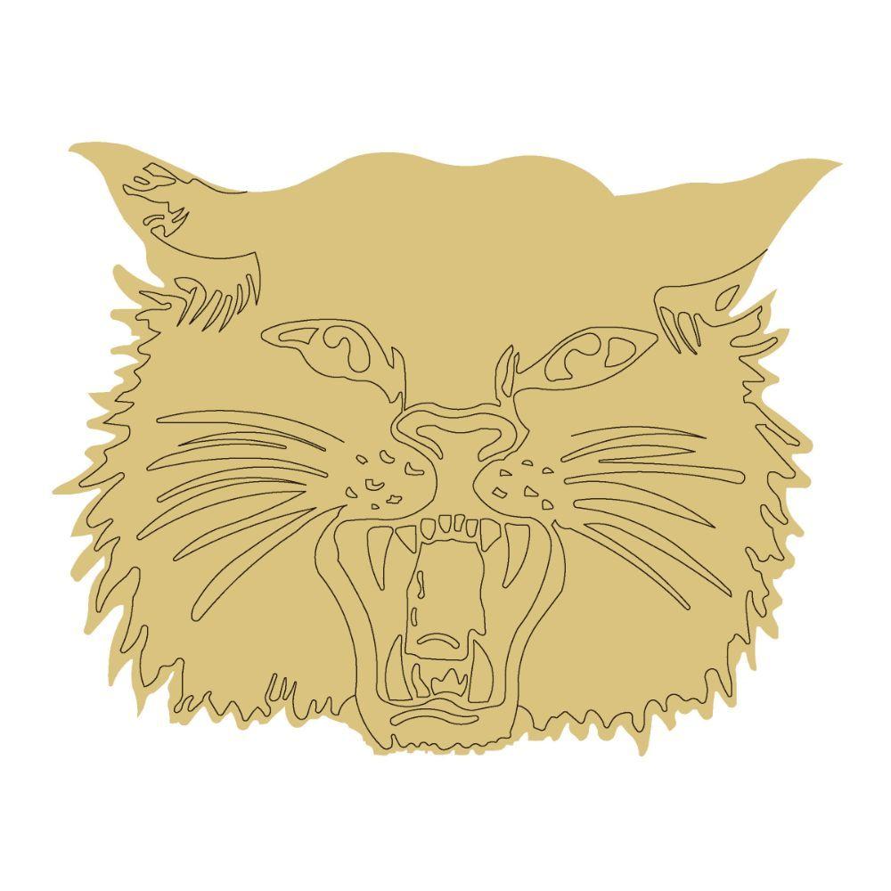 Design By Line Wildcat Head MDF Cutout Snarling Silhouette - Unfinished For DIY