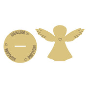 Design By Line Angel MDF Cutout Healing Round Disk With Hearts - Unfinished For DIY