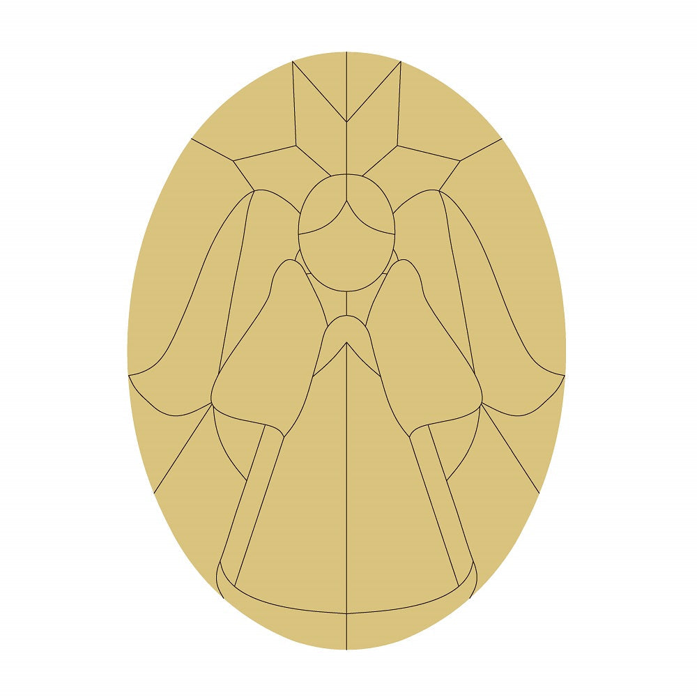 Design By Line Oval MDF Cutout Angel - Unfinished For DIY