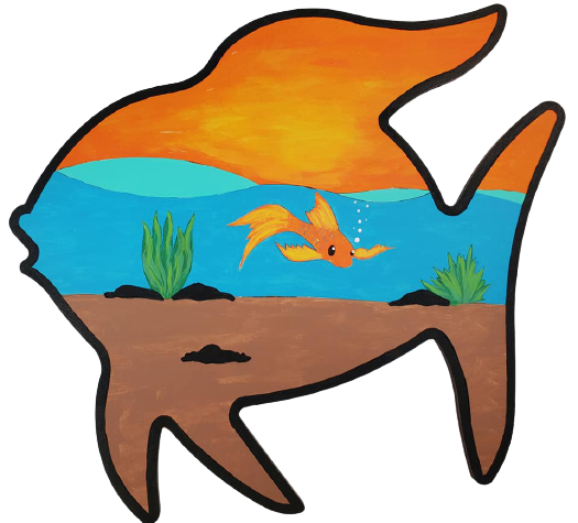 Design By Line Angelfish MDF Cutout Underwater Scene With Sea Plants - Unfinished For DIY