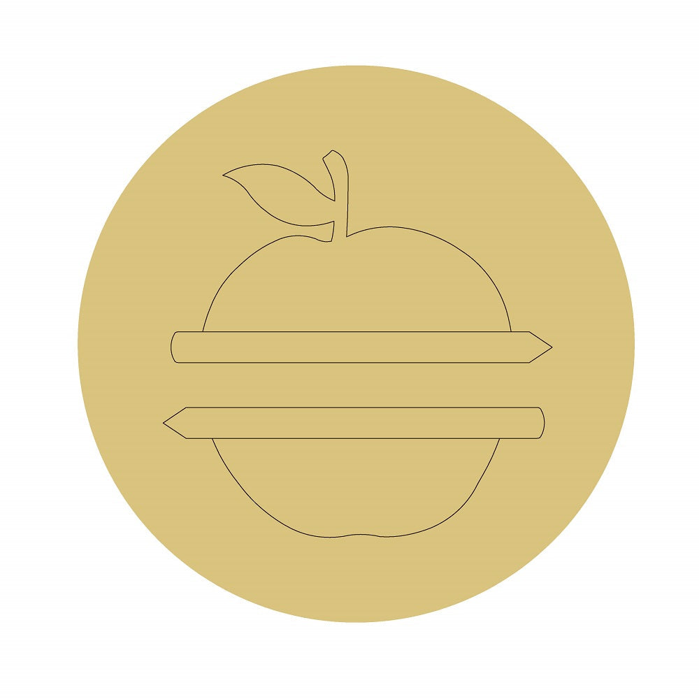 Design By Line Round MDF Cutout Apple With Banner - Unfinished For DIY