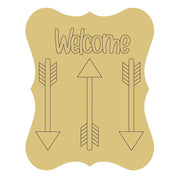 Design By Line Scalloped Rectangle MDF Cutout Welcome Arrows - Unfinished For DIY