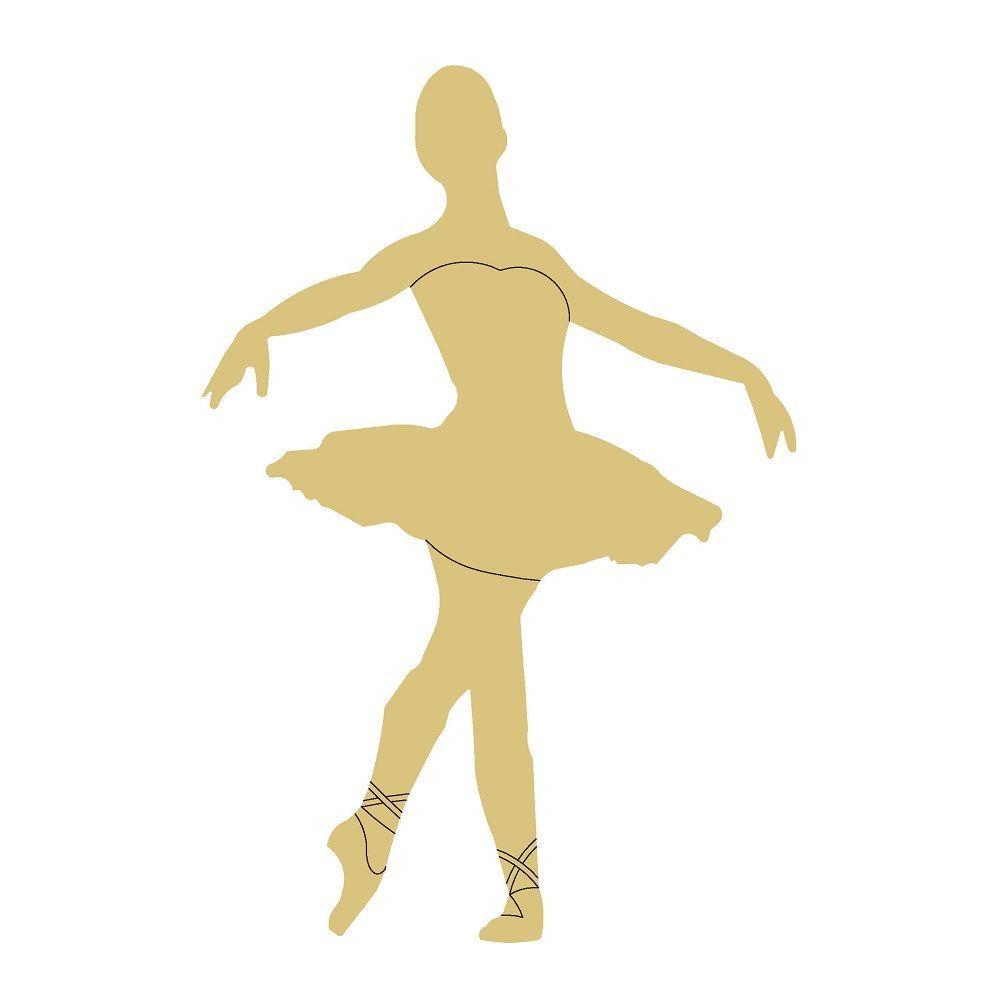 Design By Line Ballerina MDF Cutout Silhouette - Unfinished For DIY
