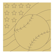 Design By Line Baseball MDF Cutout Baseball Flag Stars And Stripes Pattern - Unfinished For DIY