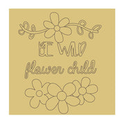 Design By Line Square MDF Cutout Floral Script With Flower Accents - Unfinished For DIY