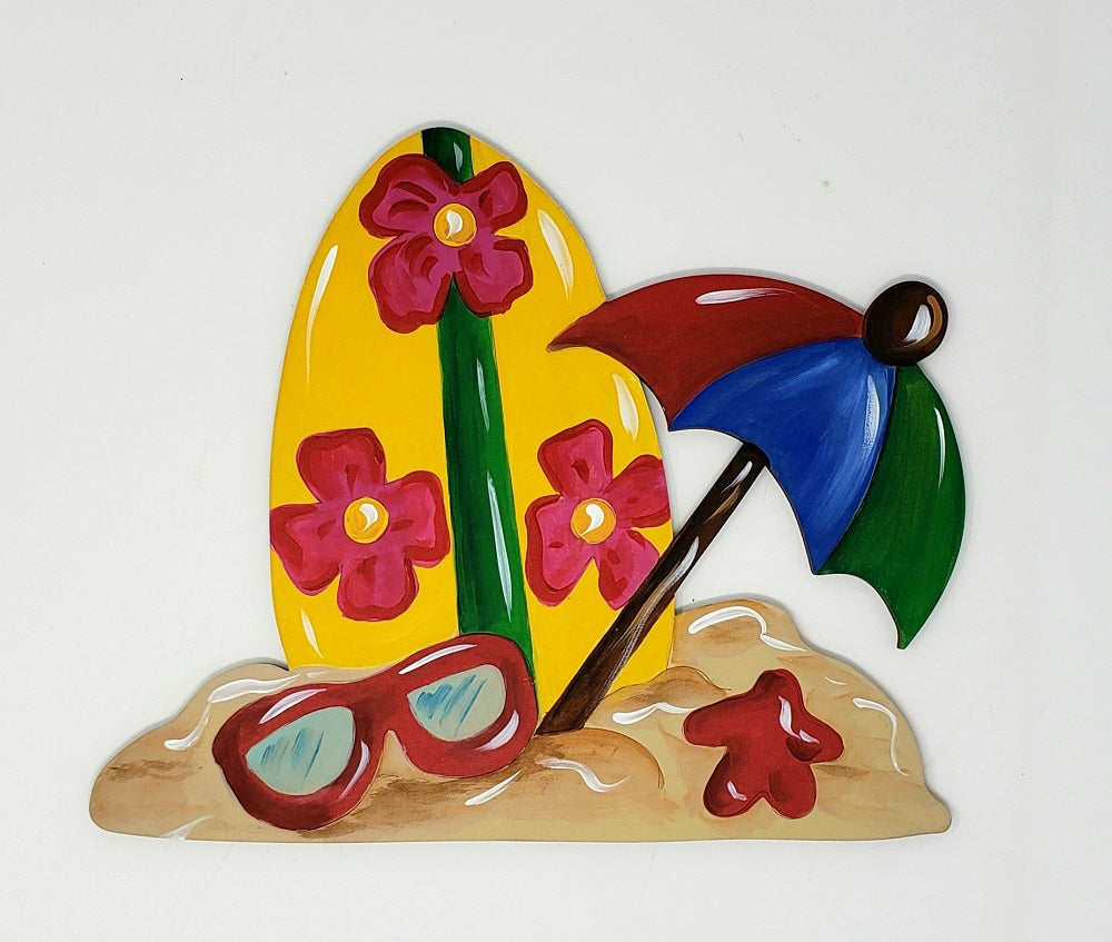 Basic Shape Beach Scene MDF Cutout Coastal Silhouette - Unfinished For DIY