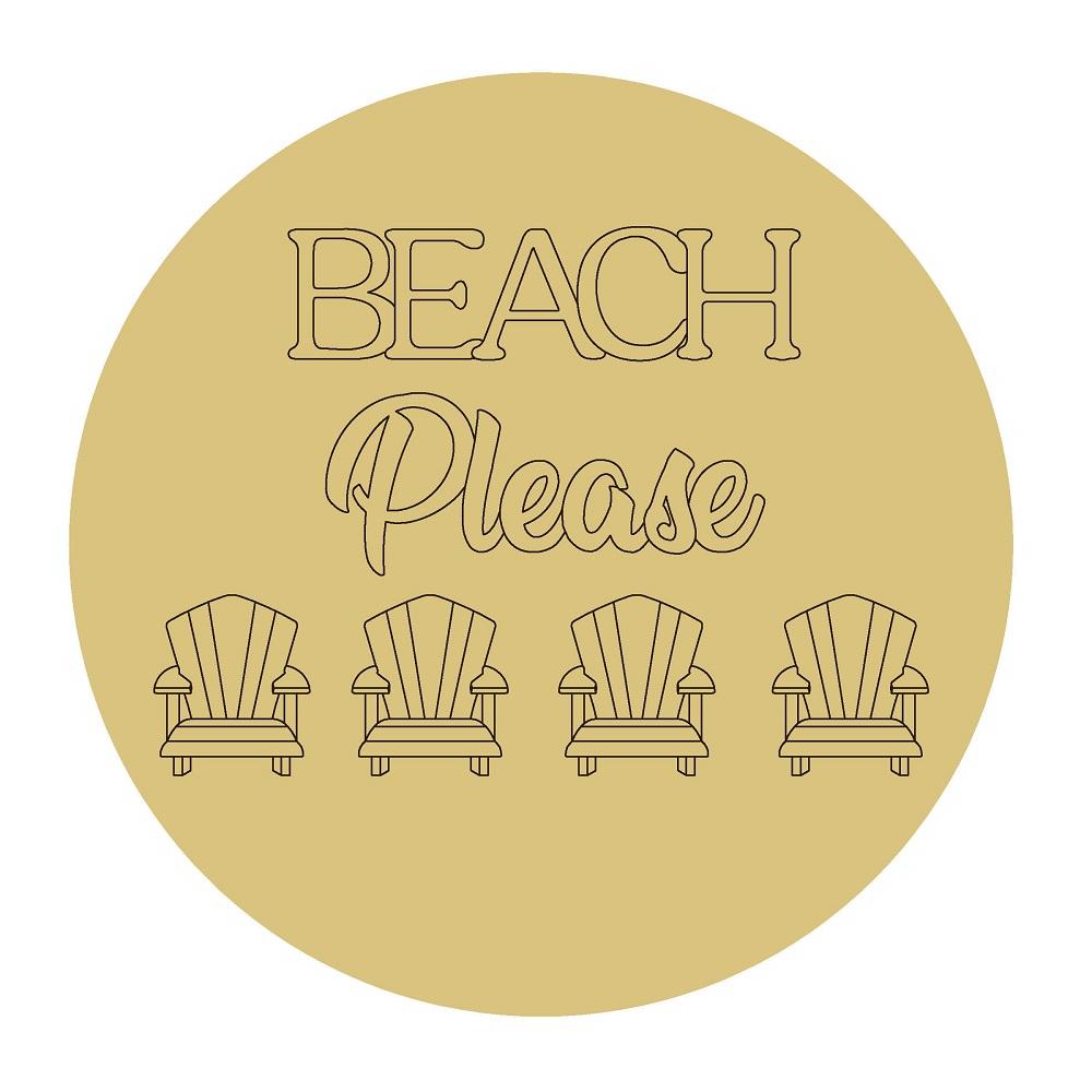 Design By Line Round MDF Cutout Beach Please Four Adirondack Chairs Silhouette - Unfinished For DIY