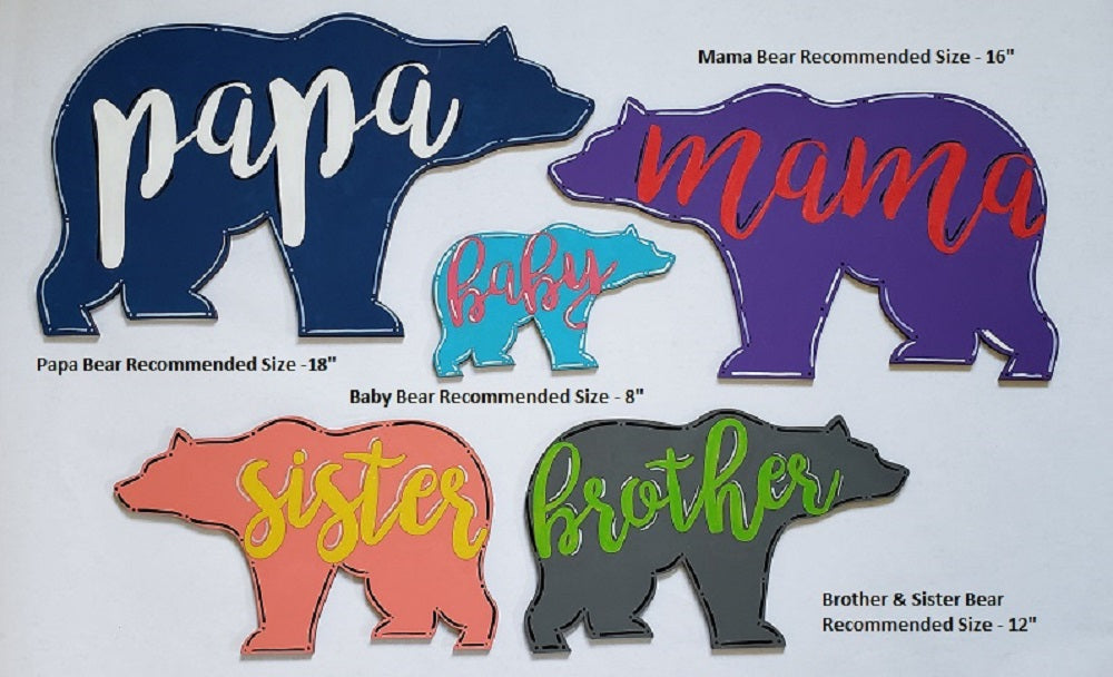 Basic Shape Walking Bear Silhouette MDF Cutout Style 9 - Unfinished For DIY