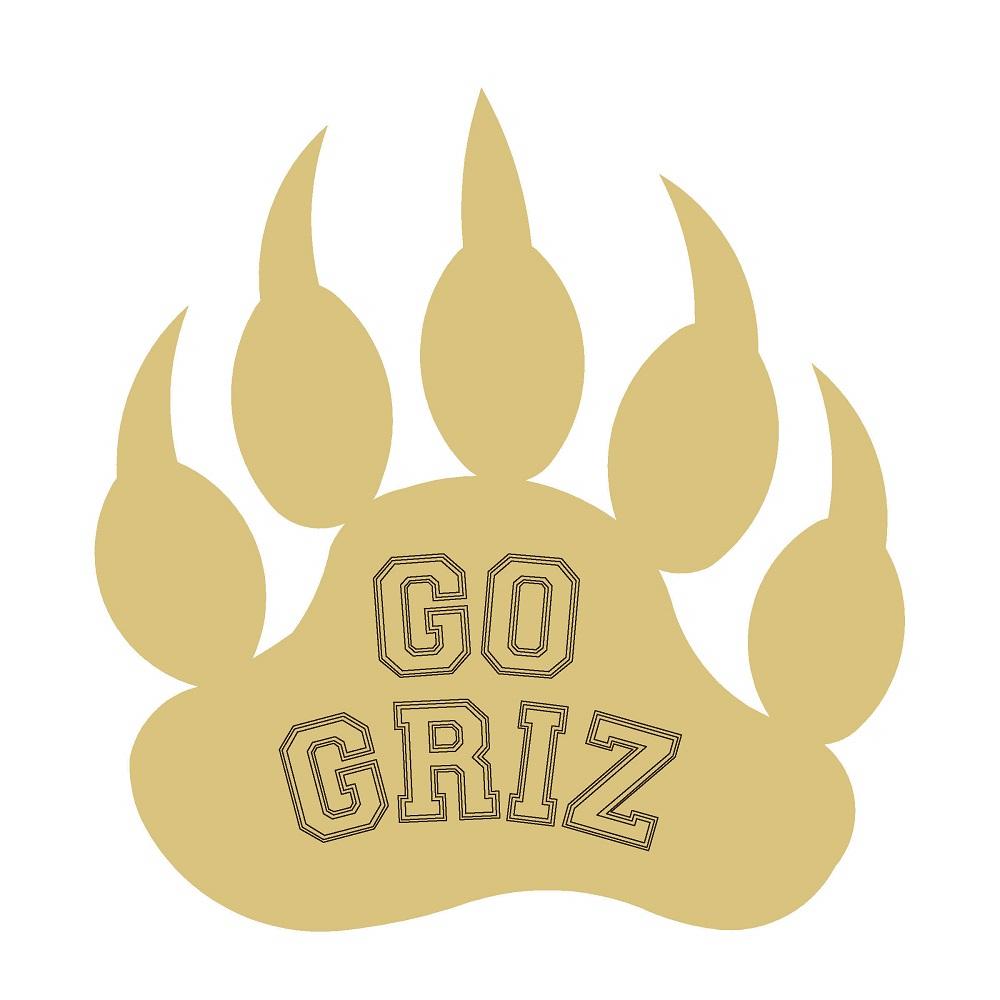 Design By Line Bear Paw MDF Cutout Go Griz - Unfinished For DIY