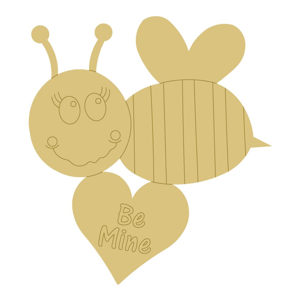 Design By Line Heart MDF Cutout Be Mine Bee On Heart - Unfinished For DIY