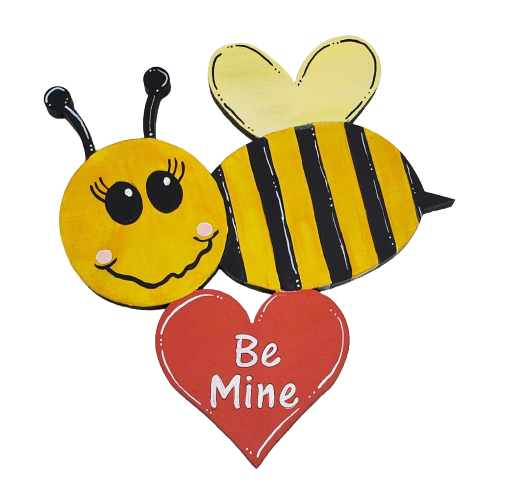 Design By Line Heart MDF Cutout Be Mine Bee On Heart - Unfinished For DIY