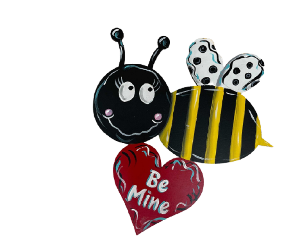 Design By Line Heart MDF Cutout Be Mine Bee On Heart - Unfinished For DIY