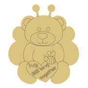 Design By Line Sitting Bear MDF Cutout We Bee Long Together - Unfinished For DIY