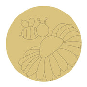 Design By Line Round MDF Cutout Bee And Flower Silhouette - Unfinished For DIY