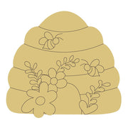 Design By Line Beehive MDF Cutout Floral Bee Motif - Unfinished For DIY