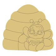 Design By Line Beehive MDF Cutout Bee On Honeycomb Backdrop - Unfinished For DIY