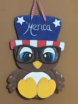 Design By Line Owl MDF Cutout Top Hat With Stars - Unfinished For DIY