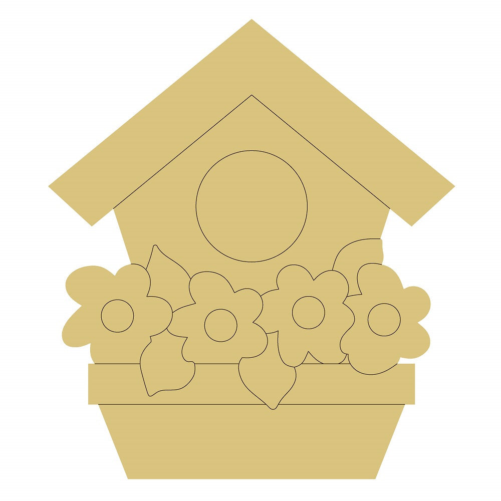 Design By Line Bird House MDF Cutout Flower Box - Unfinished For DIY