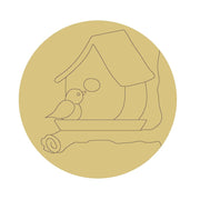 Design By Line Round MDF Cutout Bird House With Bird Silhouette - Unfinished For DIY