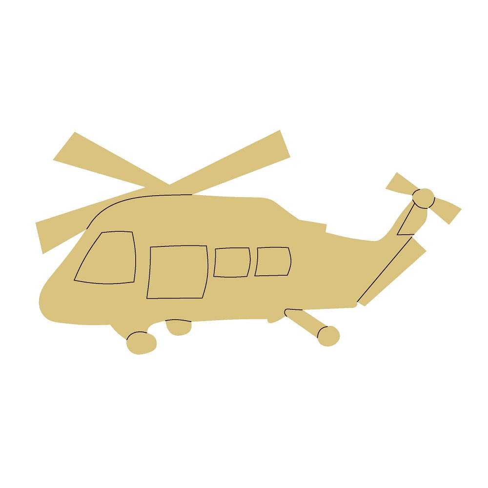 Design By Line Black Hawk Helicopter MDF Cutout Silhouette - Unfinished For DIY